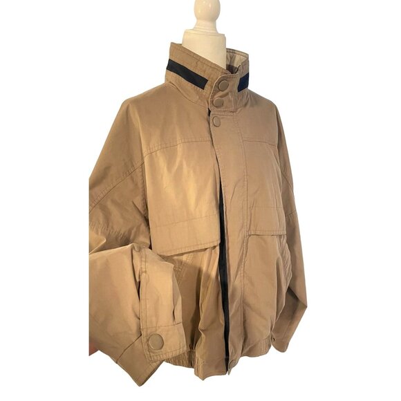 Members Only Mens Tan Bomber Jacket L - Retro Style With Snap & Zipper Closures - Picture 2 of 5